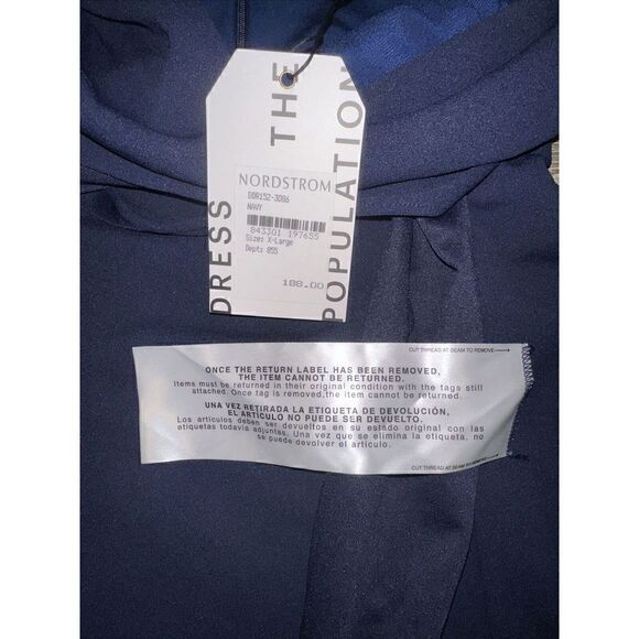 Dress the Population Dana Wrap Waist Cocktail Dress in Navy Size X-Large. $188. - Picture 7 of 9